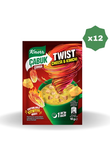 Çabuk Çorba Twist Cheese Kimchi - (12 Adet)