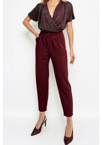 Çift Düğmeli Havuç Model Bilek Boy Kadın Kumaş Pantolon fiyatları