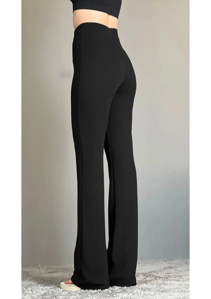 Krep Kumaş Likralı Önü Çimalı Siyah Kadın Palazzo Pantolon fiyatları