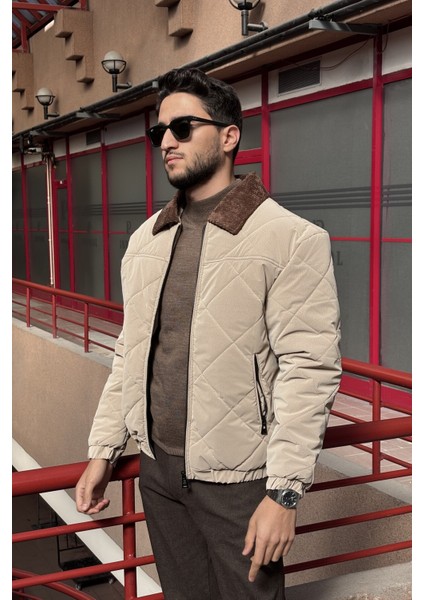 Rahat Kesim, Yakası Kadife Detaylı, Baklava Desen Kapitone, Suya Dayanıklı Ceket 2505 indirimleri