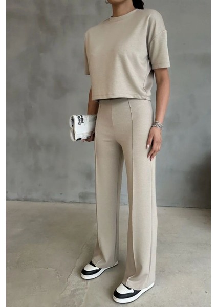 Modal Kumaş Yüksek Bel Pantolon Crop & Pantolon Takım fiyatları