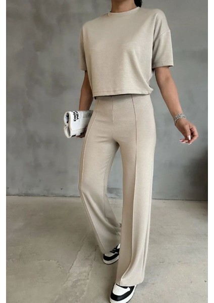 Modal Kumaş Yüksek Bel Pantolon Crop & Pantolon Takım fırsatları