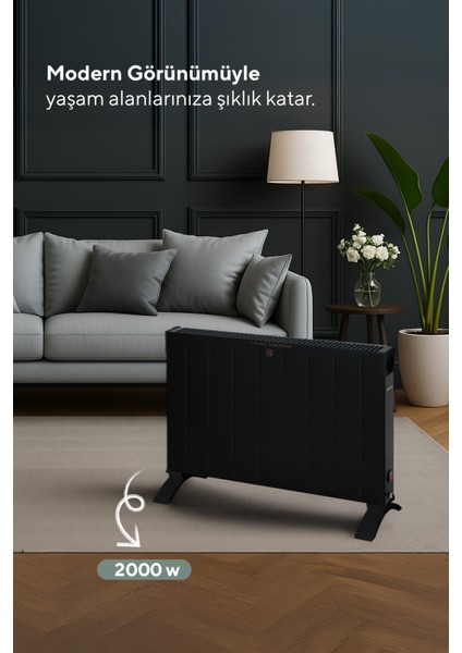 Siyah Konvektör Isıtıcı 2000W HC-2930