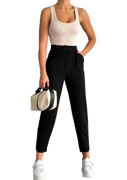 Çift Düğmeli Havuç Model Bilek Boy Kadın Kumaş Pantolon fiyatları