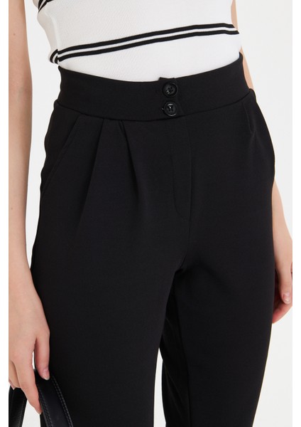 Çift Düğmeli Havuç Model Bilek Boy Kadın Kumaş Pantolon indirimleri