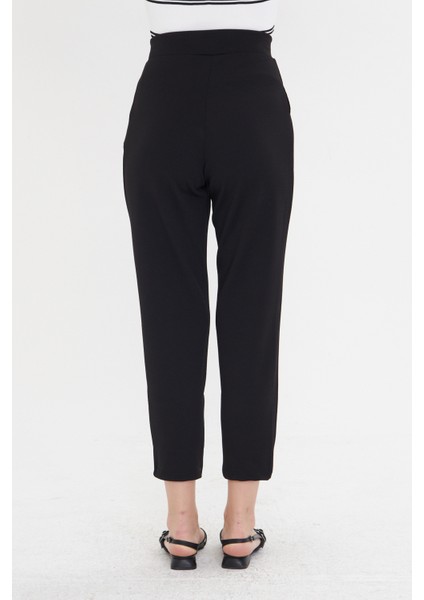 Çift Düğmeli Havuç Model Bilek Boy Kadın Kumaş Pantolon