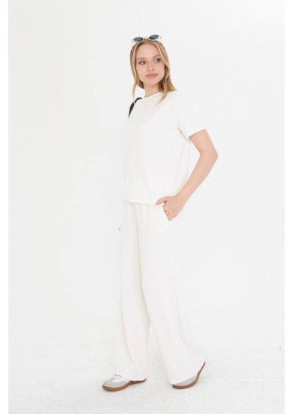 Beyaz Kadın Modal Kumaş Kısa Kolu Eşofman Takımı fırsatları