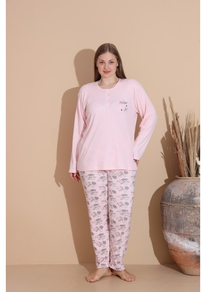 Kadın Pamuk'lu Düğme Yaka Raporlu Interlok Kışlık Battal Pijama Takımı 05150P - 1 Adet fiyatları