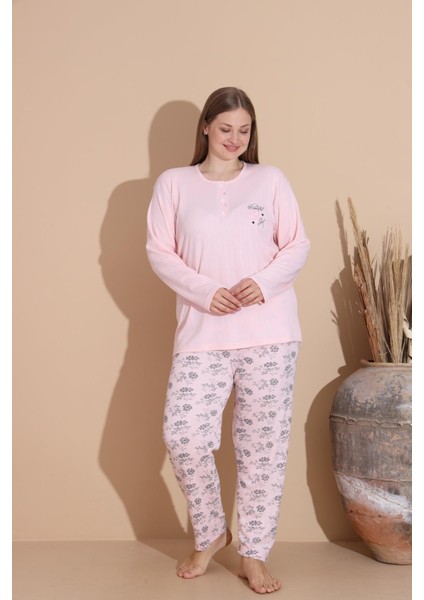 Kadın Pamuk'lu Düğme Yaka Raporlu Interlok Kışlık Battal Pijama Takımı 05150P - 1 Adet modelleri