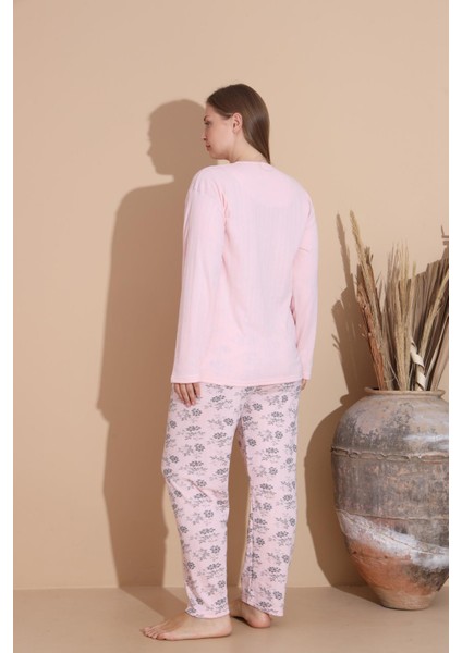Kadın Pamuk'lu Düğme Yaka Raporlu Interlok Kışlık Battal Pijama Takımı 05150P - 1 Adet fırsatları