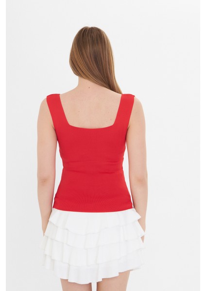 Kadın Kolsuz Kalın Askılı Ince Yazlık Kare Yaka Triko Atlet indirimleri