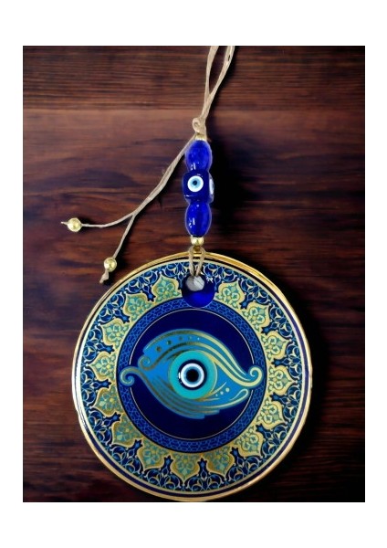 Altın İşlemeli Balık Gözlü Nazar Boncuklu Duvar Süsü