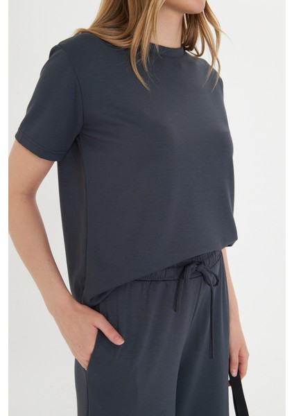 Antrasit Kadın Modal Kumaş Kısa Kolu Eşofman Takımı fırsatları
