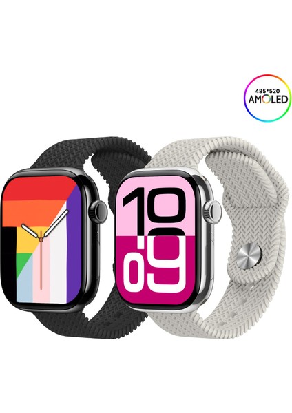 HK11 Pro Max Orıjınal Yeni Seri Güçlu Batarya Amoled Ekran Akıllı Saat Çift Kordonlu