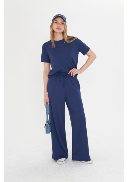 Lacivert Kadın Modal Kumaş Kısa Kolu Eşofman Takımı fiyatları