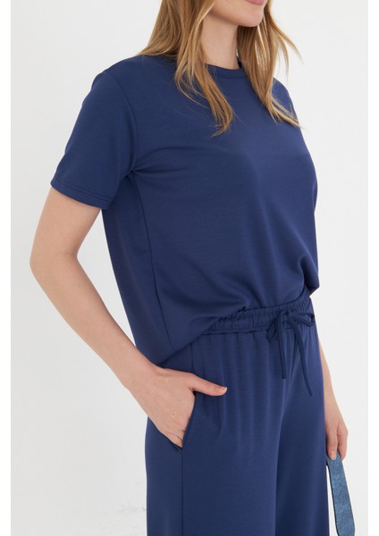 Lacivert Kadın Modal Kumaş Kısa Kolu Eşofman Takımı fırsatları