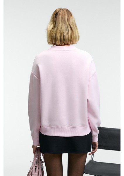 ARINEL Kadın V Yaka Regular Fit Pembe Sweatshirt indirimleri