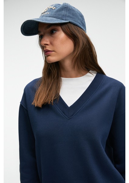 ARINEL Kadın V Yaka Regular Fit Lacivert Sweatshirt modelleri