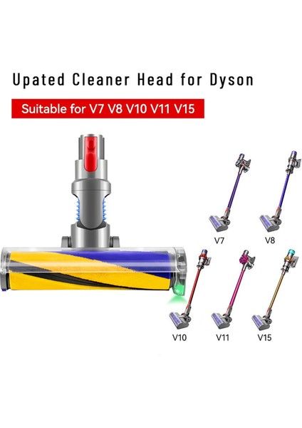Toz Dyson V15 V15 V11 V10 V8 V7 Ahşap Zemin Baş Kafası Yumuşak Silindir Fırçası Optik Yeşil Işık (Yurt Dışından) modelleri