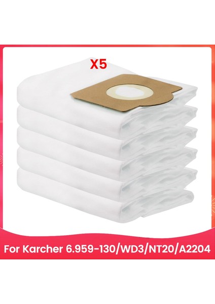 Karcher Için Toz Torbası 6 959-130/WD3/NT20/A2204 Vakum Süpürge Çöp Torbası Toz Çanta Değiştirme Aksesuarları 5 Pcs (Yurt Dışından)