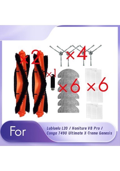 Lubuelu L20 Için 19 Adet / Honiture V8 Pro / Conga 7490 Ultimate X-Treme Genesis Süpüren Robot Temizlik Parçaları Değiştirme (Yurt Dışından)