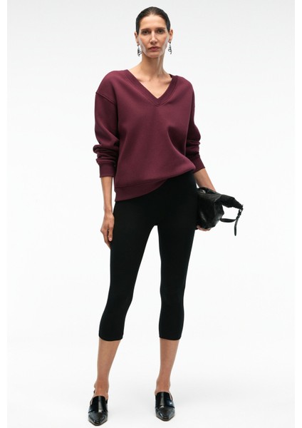 ARINEL Kadın V Yaka Regular Fit Bordo Sweatshirt indirimleri