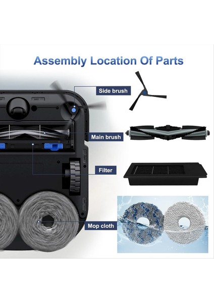 Ecovacs Deebot Için Uyumlu Yedek Parçalar X2 Omni Vakum Süpürge Ana Fırça Yan Fırça Filtre Mop Bez Toz Torbaları (Yurt Dışından) modelleri