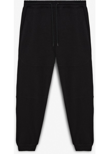 BORLAND Erkek Beli Lastikli Kordonlu Yanları Cepli Relaxed Fit Siyah Eşofman Altı