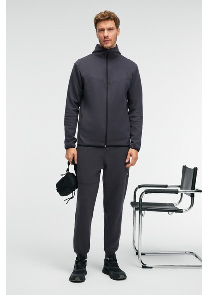 GELIDO Erkek Beli Lastikli Manşetli Paça Kordonlu Karyoka Dikişli Baskılı Antrasit Eşofman Altı fiyatları