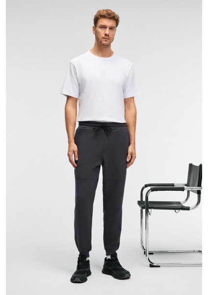 GELIDO Erkek Beli Lastikli Manşetli Paça Kordonlu Karyoka Dikişli Baskılı Antrasit Eşofman Altı fırsatları