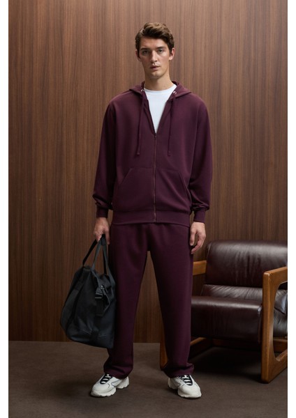 GRIFFIN Erkek Kordonlu Beli Lastikli Metal Kuş Gözü Detaylı Bordo Eşofman Altı