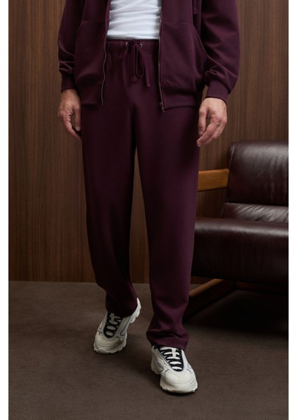 GRIFFIN Erkek Kordonlu Beli Lastikli Metal Kuş Gözü Detaylı Bordo Eşofman Altı fırsatları