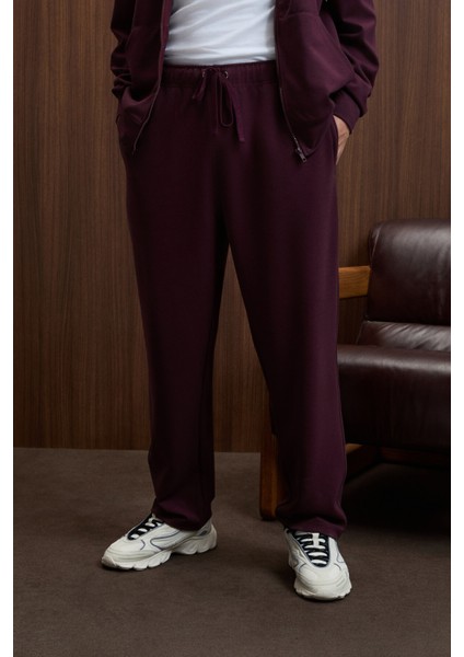 GRIFFIN Erkek Kordonlu Beli Lastikli Metal Kuş Gözü Detaylı Bordo Eşofman Altı indirimleri