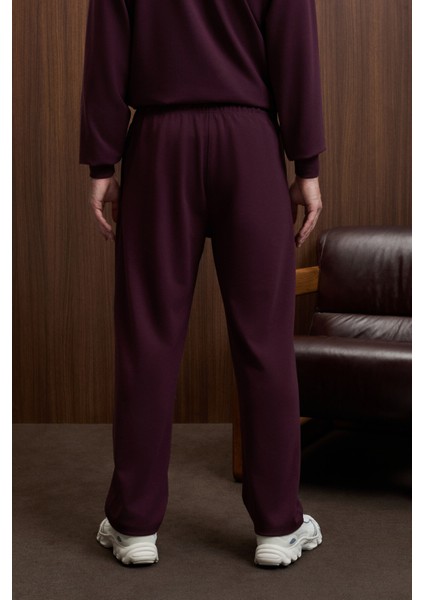 GRIFFIN Erkek Kordonlu Beli Lastikli Metal Kuş Gözü Detaylı Bordo Eşofman Altı