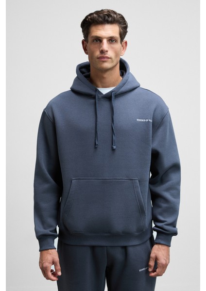 MARSHALLHOODIE Erkek Pamuklu İçi Polarlı Nakışlı Relaxed Koyu Gri Eşofman Takımı indirimleri