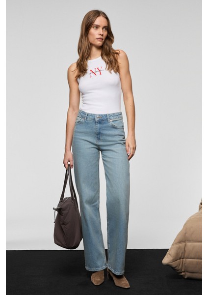 DUNA Kadın %100 Pamuk Straıght Fıt Denim Açık Mavi Jeans fiyatları