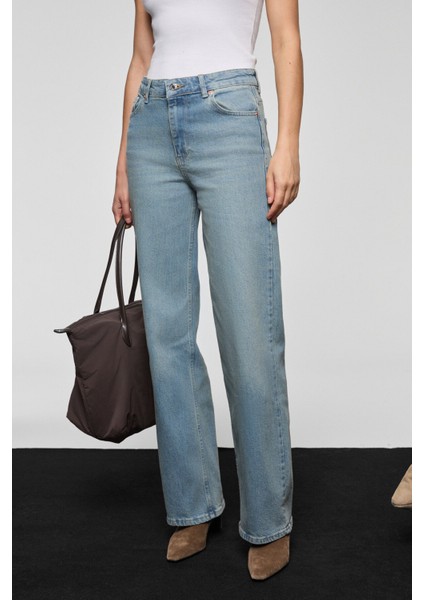 DUNA Kadın %100 Pamuk Straıght Fıt Denim Açık Mavi Jeans modelleri