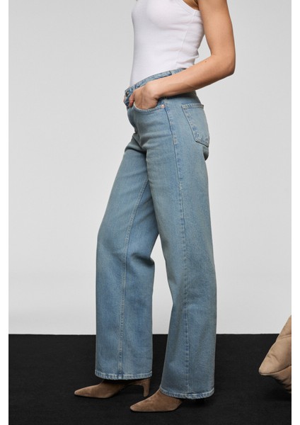 DUNA Kadın %100 Pamuk Straıght Fıt Denim Açık Mavi Jeans indirimleri