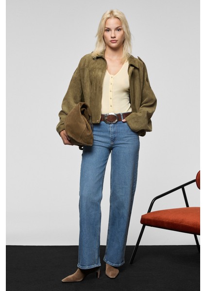 DUNA Kadın %100 Pamuk Straıght Fıt Denim Mavi Jeans