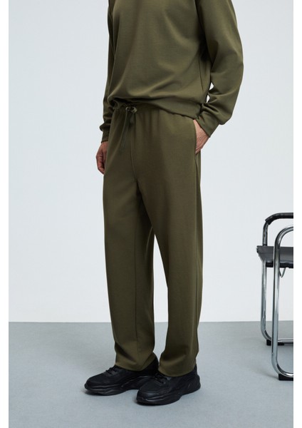 GRIFFIN Erkek Kordonlu Beli Lastikli Metal Kuş Gözü Detaylı Haki Eşofman Altı modelleri