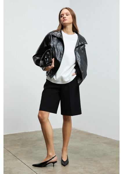 KARIUS Kadın Organik Pamuklu İçi Polarlı Oversize Yuvarlak Yakalı Beyaz Sweatshirt fırsatları