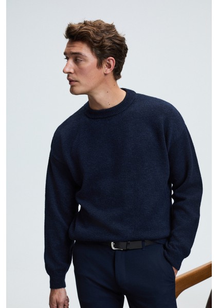 TROMSO Erkek Pofuduk Yumusacık Recyle Bisiklet yakalı Triko Lacivert Kazak fiyatları