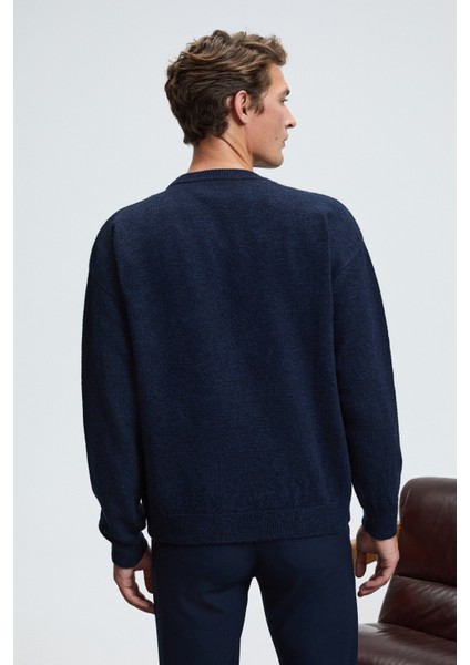 TROMSO Erkek Pofuduk Yumusacık Recyle Bisiklet yakalı Triko Lacivert Kazak indirimleri