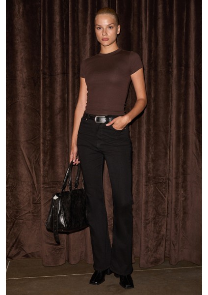 RAYO Kadın Slim Fit Denim Siyah Jeans