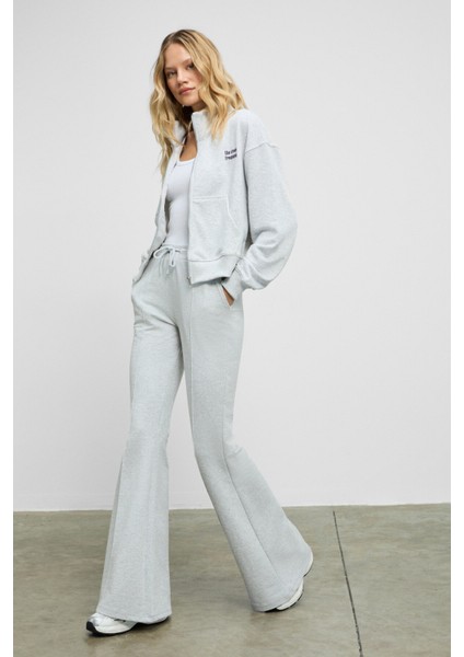 TORINA Kadın Nakış Detaylı Fermuarlı Çift Cepli Relax Grimelanj Ceket