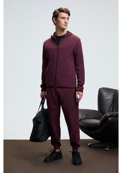 GELIDO Erkek Beli Lastikli Manşetli Paça Kordonlu Karyoka Dikişli Baskılı Bordo Eşofman Altı fiyatları