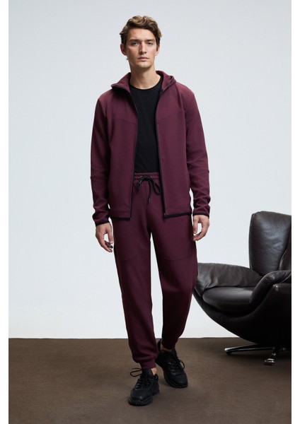 GELIDO Erkek Beli Lastikli Manşetli Paça Kordonlu Karyoka Dikişli Baskılı Bordo Eşofman Altı modelleri