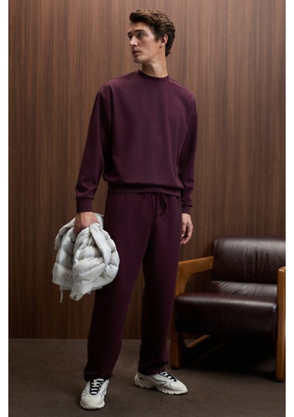 VIENTO Erkek Bisiklet Yaka Uzun Kollu Regular Fit Bordo Sweatshirt modelleri