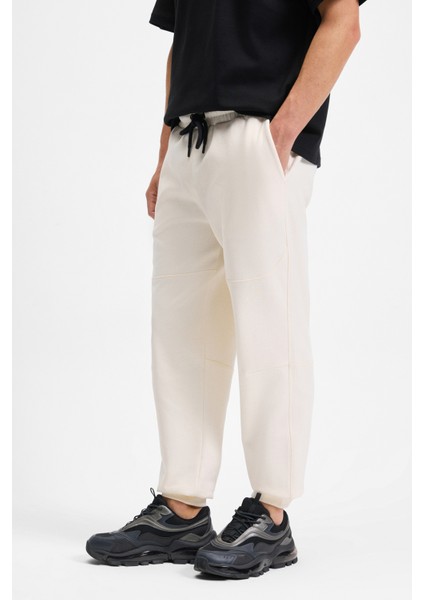 BORLAND Erkek Beli Lastikli Kordonlu Yanları Cepli Relaxed Fit Ekru Eşofman Altı fırsatları
