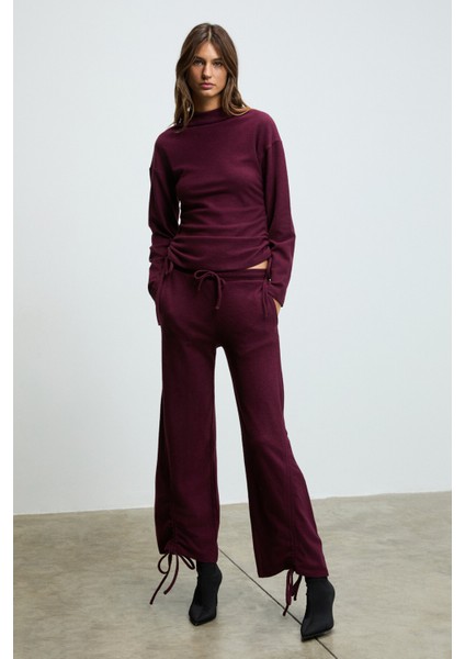 KIREYLA Kadın Yumuşak Ve Esnek Kumaşlı Yanlardan Fonksiyonel Büzgülü Bordo Bluz modelleri